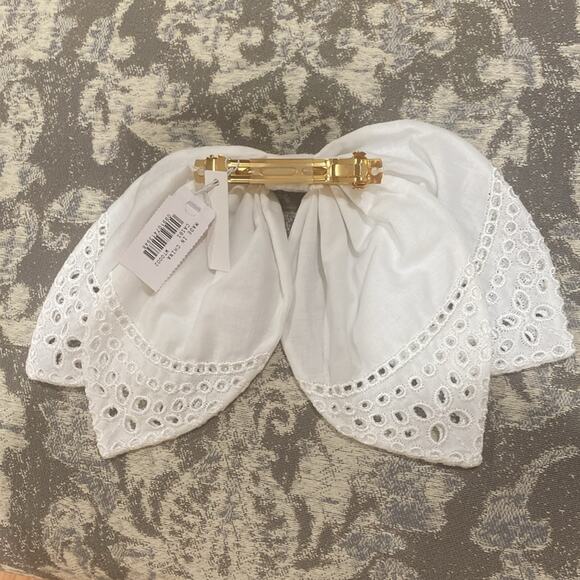 J. Crew white Eyelet bow hair clip Hair barrette - Picture 6 of 9